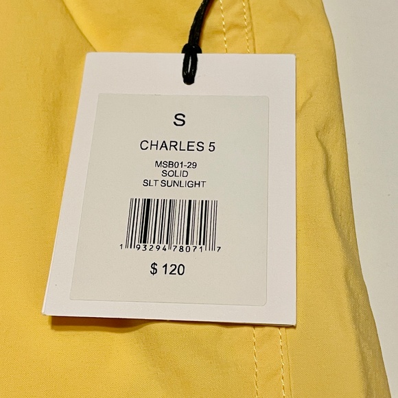 Onia The Charles Solid Yellow Lined Swim Shorts Trunks 5 " Inseam Men's Small - Picture 13 of 14